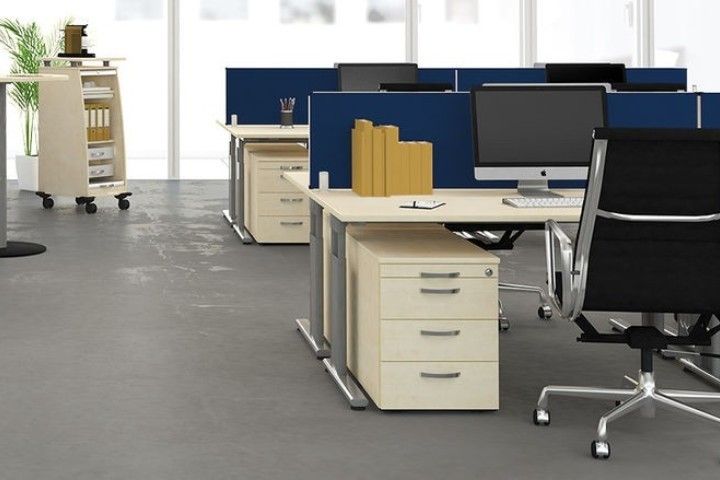 Rollcontainer Hängeregistratur und 1 Kunststoff-Schubfach, 43,8x60x56,5 cm, Buche/Buche 