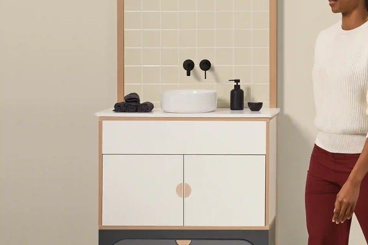 Ikon Hygienemodul S mit Keramikwaschbecken, Grau 
