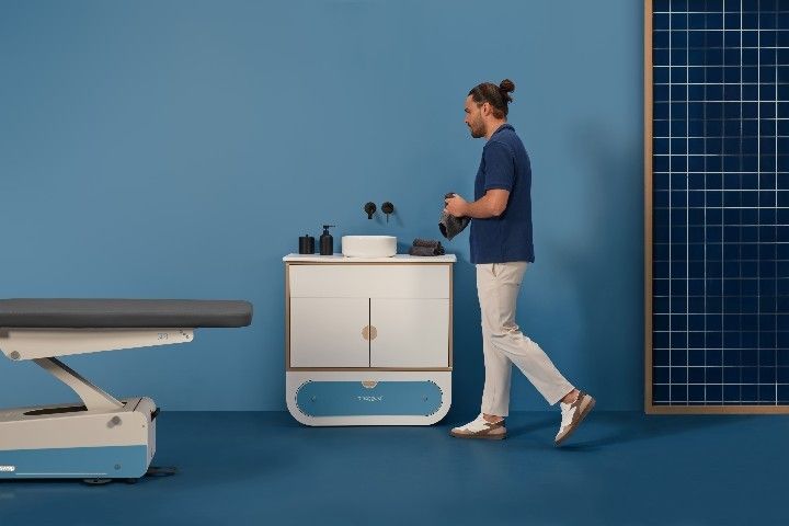 Ikon Hygienemodul S mit Edelstahlwaschbecken, Grau