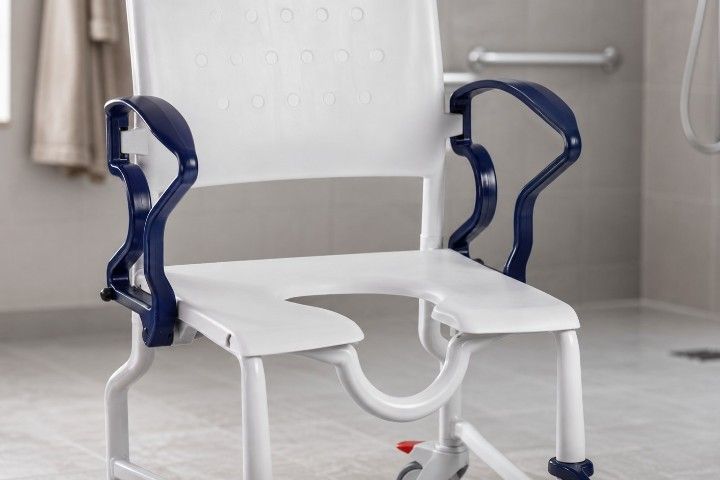 Rebotec Dusch- und Toilettenrollstuhl Erfurt, Grau-Blau