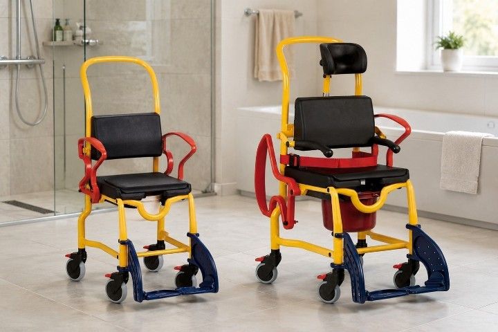 Rebotec Dusch- und Toilettenrollstuhl Augsburg 4 Zoll für Kinder