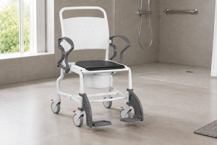 Rebotec Toilettenrollstuhl Boston, Grau-Grau