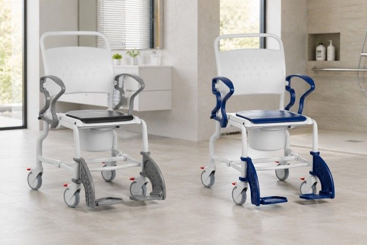 Rebotec Toilettenrollstuhl Boston, Grau-Grau