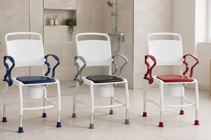 Rebotec Toilettenstuhl Kiel, höhenverstellbar, Grau-Grau