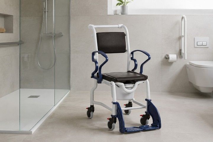 Rebotec Dusch- und Toilettenrollstuhl Bremen, Grau-Feuerrot