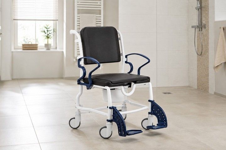Rebotec Dusch- und Toilettenrollstuhl Chicago, Grau-Feuerrot