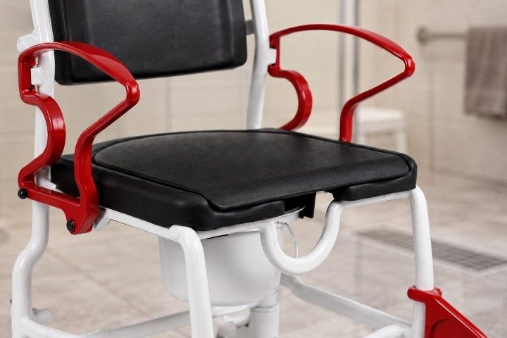 Rebotec Dusch- und Toilettenrollstuhl Dallas, Grau-Feuerrot