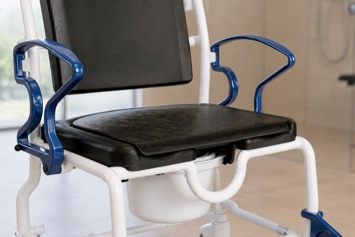 Rebotec Dusch- und Toilettenrollstuhl Atlanta, Grau-Feuerrot