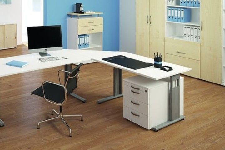 Geramöbel Rollcontainer mit 3 Metall-Schubfächern und Utensilienschubfach, 43,8x80x56,5 cm, Buche/Buche