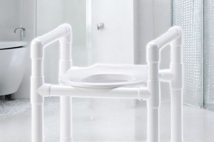 Höhenverstellbarer Duschhocker mit Armlehnen, Toilettenhocker DH 80