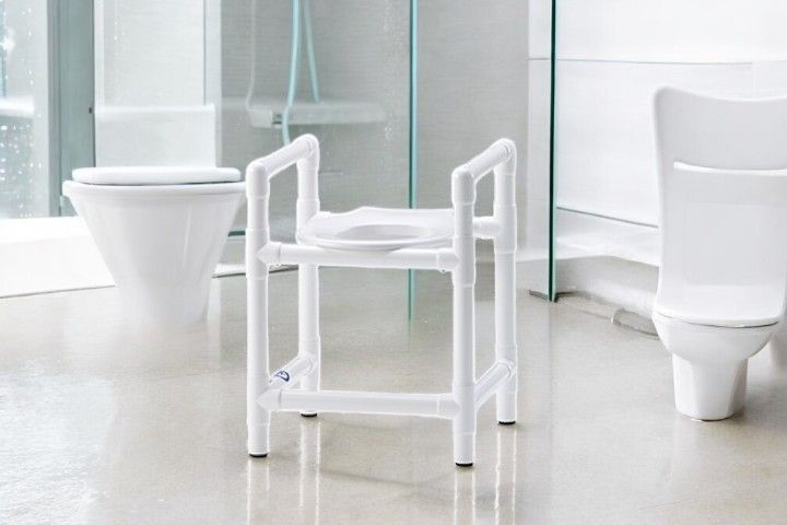 Höhenverstellbarer Duschhocker mit Armlehnen, Toilettenhocker DH 80
