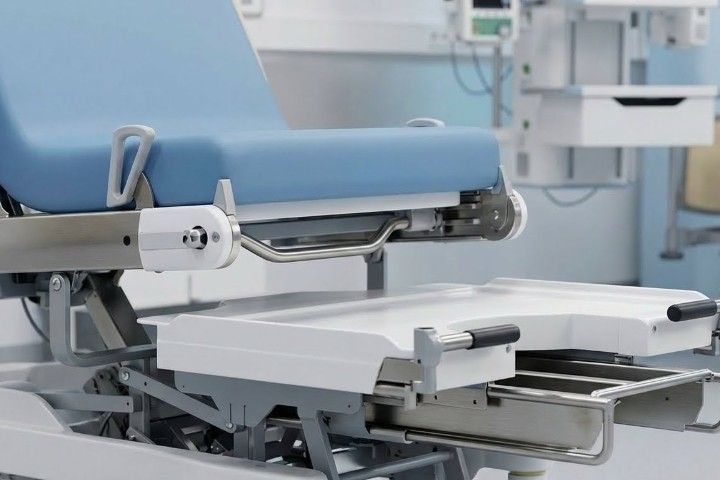 Entbindungsbett Lojer Merivaara »Optima« | hydraulisch, ausklappbares Beinteil