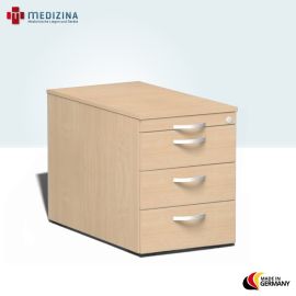 Produktbild: Rollcontainer 3 Kunststoff-Schubfächer und Utensilienschubfach, 43,8x60x56,5 cm, Buche/Buche