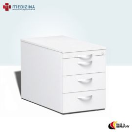 Produktbild: Rollcontainer 3 Kunststoff-Schubfächer und Utensilienschubfach, 43,8x60x56,5 cm, Weiß/Weiß