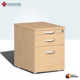 Rollcontainer Hängeregistratur und 1 Kunststoff-Schubfach, 43,8x60x56,5 cm, Buche/Buche 