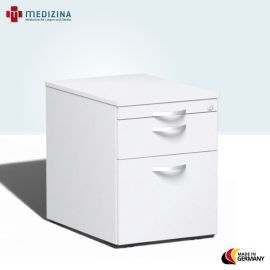 Produktbild: Rollcontainer Hängeregistratur und 1 Kunststoff-Schubfach, 43,8x60x56,5 cm, Weiß/Weiß