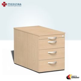Rollcontainer mit 3 Metall-Schubfächern und Utensilienschubfach, 43,8x80x56,5 cm, Buche/Buche