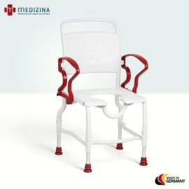 Produktbild: Rebotec Duschstuhl Würzburg, höhenverstellbar, Grau-Rubinrot