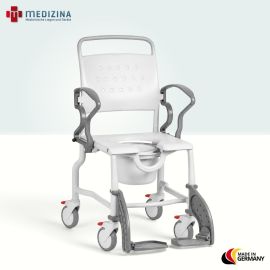 Produktbild: Rebotec Dusch- und Toilettenrollstuhl Erfurt mit Eimeraufnahme und Eimer, Grau-Grau