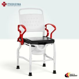 Produktbild: Rebotec Dusch- und Toilettenstuhl Ulm, höhenverstellbar, Grau-Feuerrot