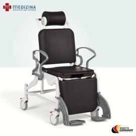 Produktbild: Rebotec Multifunktions-Dusch- und Pflegerollstuhl Phoenix mit Hygieneausschnitt, Grau-Grau
