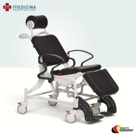 Produktbild: Rebotec Multifunktions-Dusch- und Pflegerollstuhl Phoenix mit geschlossenem Duschsitz, Grau-Schwarz