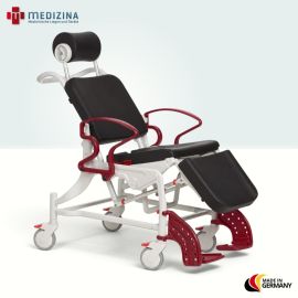 Produktbild: Rebotec Multifunktions-Dusch- und Pflegerollstuhl Phoenix mit geschlossenem Duschsitz, Grau-Rubinrot