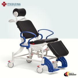 Produktbild: Rebotec Multifunktions-Dusch- und Pflegerollstuhl Phoenix mit geschlossenem Duschsitz, Grau-Blau
