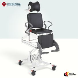 Produktbild: Rebotec Multifunktions-Dusch- und Pflegerollstuhl Phoenix hydraulisch mit Hygieneausschnitt, Grau-Grau