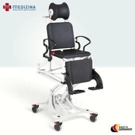 Produktbild: Rebotec Multifunktions-Dusch- und Pflegerollstuhl Phoenix hydraulisch mit Hygieneausschnitt, Grau-Schwarz