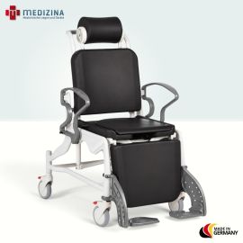 Produktbild: Rebotec Multifunktions-Dusch- und Pflegerollstuhl Phoenix 200 mit Hygieneausschnitt, Grau-Grau