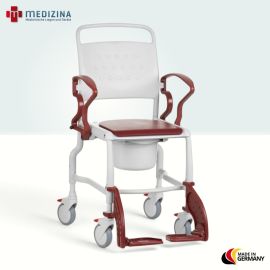 Produktbild: Rebotec Toilettenrollstuhl Hamburg, höhenverstellbar, Grau-Rubinrot