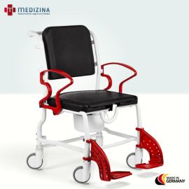 Produktbild: Rebotec Dusch- und Toilettenrollstuhl Chicago, Grau-Feuerrot