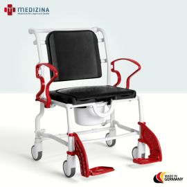 Produktbild: Rebotec Dusch- und Toilettenrollstuhl Dallas, Grau-Feuerrot