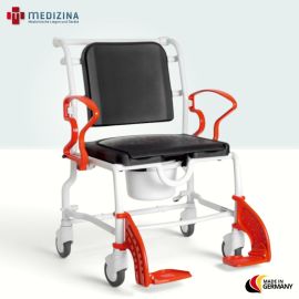 Produktbild: Rebotec Dusch- und Toilettenrollstuhl Denver, Grau-Feuerrot