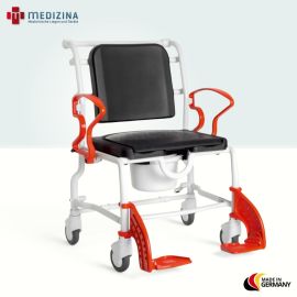 Produktbild: Rebotec Dusch- und Toilettenrollstuhl Atlanta, Grau-Feuerrot