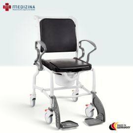Produktbild: Rebotec Dusch- und Toilettenrollstuhl Detroit, höhenverstellbar, Grau-Grau