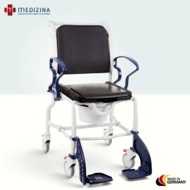 Produktbild: Rebotec Dusch- und Toilettenrollstuhl Detroit, höhenverstellbar, Grau-Blau