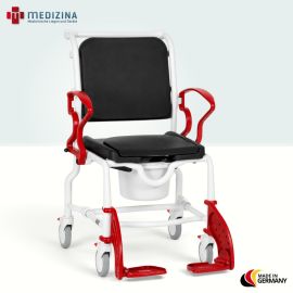 Produktbild: Rebotec Dusch- und Toilettenrollstuhl Manhattan, Grau-Feuerrot