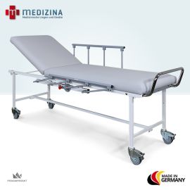 Sitz- Aufwachliege und Transportliege »M60«  - Modell 60: mit Kopfteillänge: 750 mm & Fußteillänge: 1200 mm mit Laufrollen und Seitengitter