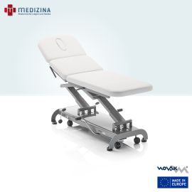 Abb. zeigt Novak M Therapieliege »S3 hydraulisch« mit Pumphebel für Höhenverstellung. Kopfteil 1-teilig inklusive Nasenschlitz und Einsatz. Liegefläche 3-teilig mit manuell verstellbarem Kopf-, Rücken- und Fußteil.