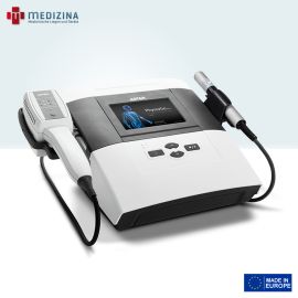 Abb. zeigt das ASTAR Lasertherapiegerät »PhysioGo.Lite Laser« mit Display, Bedieneinheit und zwei angeschlossenen Applikatoren. Ausgestattet mit moderner Biostimulationstechnologie für die Lasertherapie.