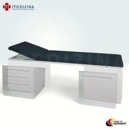 Patientenliegen mit Unterschränken