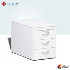 Geramöbel Rollcontainer 3 Kunststoff-Schubfächer und Utensilienschubfach, 43,8x60x56,5 cm, Weiß/Weiß
