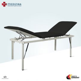 Abb. zeigt Wandklappliege »Alterna« mit positiv verstelltem Bein- und Kopfteil. Polsterbezug Kunstleder in schwarz.